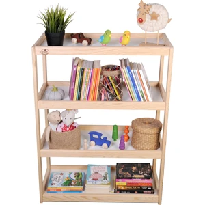 Masal Oyuncak Ahşap Montessori 4 Raflı Çocuk Kitaplığı