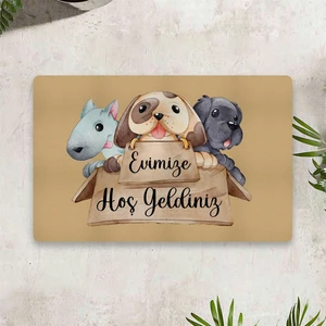 Köpek Temalı Dijital Baskılı 50 x 70 Cm. Dekoratif Çok Amaçlı İç ve Dış Kapı Paspası