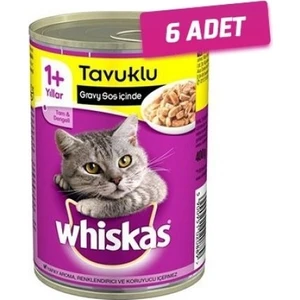 6 Adet - Whiskas Tavuklu Yetişkin Kedi Konservesi 400 gr
