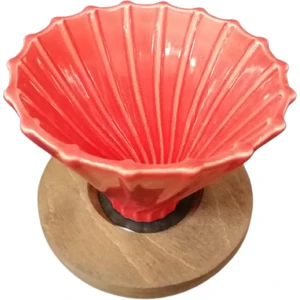 Grossberg Coffee Ahşap Stantlı V60 Dripper Mavi