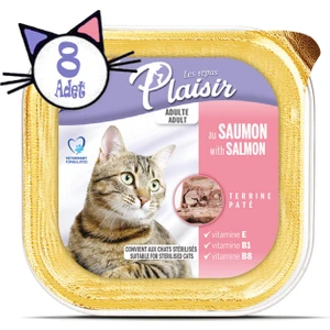 Pate Somon Etli 100GR Plaisir Yaş Kedi Kedi Maması 8 Adet