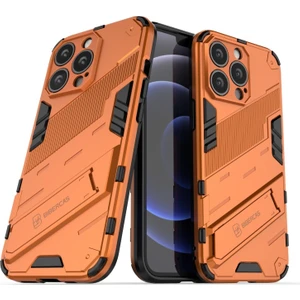 Apple iPhone 13 Pro Max Için Standlı Sert Pc + Yumuşak Tpu Çift Katmanlı Telefon Kılıfı - Turuncu (Yurt Dışından)