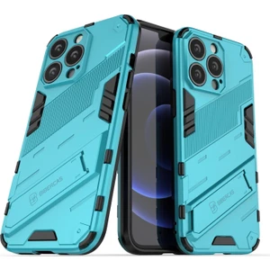 Apple iPhone 13 Pro Max Için Standlı Sert Pc + Yumuşak Tpu Çift Katmanlı Telefon Kılıfı - Açık Mavi (Yurt Dışından)