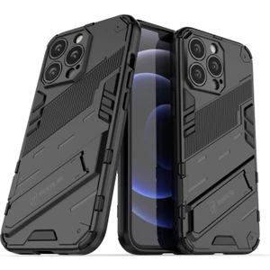 Apple iPhone 13 Pro Max Için Standlı Sert Pc + Yumuşak Tpu Çift Katmanlı Telefon Kılıfı - Siyah (Yurt Dışından)
