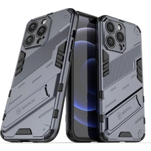 Apple iPhone 13 Pro Max Için Standlı Sert Pc + Yumuşak Tpu Çift Katmanlı Telefon Kılıfı - Koyu Mavi (Yurt Dışından)