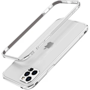 Apple iPhone 12 Pro Max Için Kamera Korumalı Metal Telefon Kılıfı - Gümüş (Yurt Dışından)