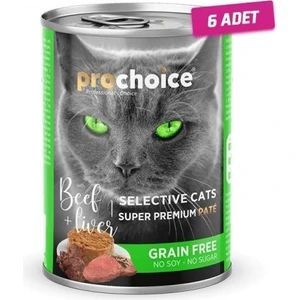 Pro Choice 6 Adet - Pro Choice Selective Cat Biftek ve Ciğerli Kıyılmış Yetişkin Kedi Konservesi 400 gr