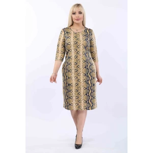 Desenli Cepli Büyük Beden Elbise 37B-2010