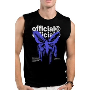 Akan Kelebek Siyah Kesik Kol|kolsuz Atlet Erkek T-Shirt