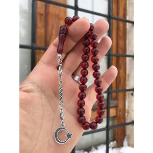 Sultan Telkari Kırmızı Renk Küre Model  Toz Kehribar Tesbih