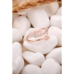 Sümer Telkari Yaprak Tasarım Rose Ince Gümüş Yüzük 3305