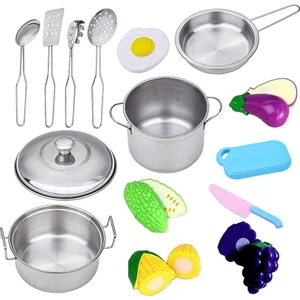 Pretend Pişirme Oyuncak Tencere Tencere Kaşık Eşyaları Set Eğlenceli Mutfak Oyuncak 15 Adet (Yurt Dışından)
