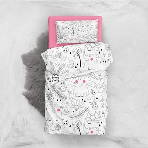 Pink Animals 3D Pamuk Saten Bebek Nevresim Takımı