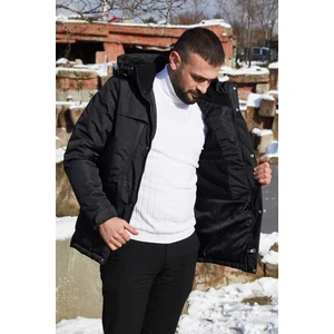 Erkek Kapüşonlu,  Polar Astarlı, Kışlık Mont & Kaban & Parka