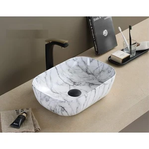 Palazzo Marbel Black White Tezgah Üstü Çanak Lavabo