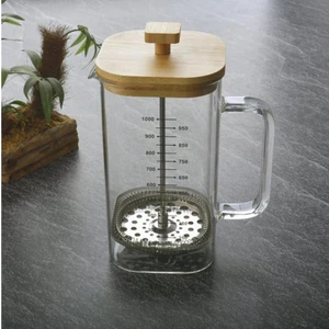 Bambu Kapaklı Kare 1000 ml Ölçekli French Press - THN68114