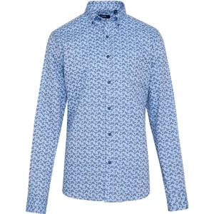 Erkek Mavi Desenli Modern Fit Pamuklu Gömlek