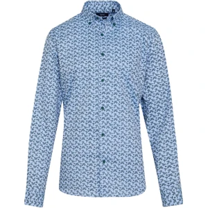 Erkek Mavi Desenli Modern Fit Pamuklu Gömlek