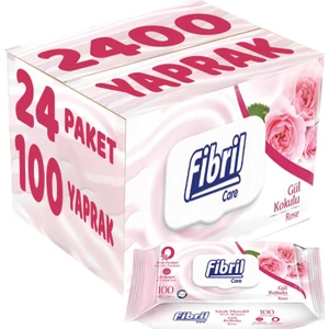 Islak Havlu Mendil 100 Yaprak Gül Plastik Kapaklı (24 Lü Set) 2400 Yaprak