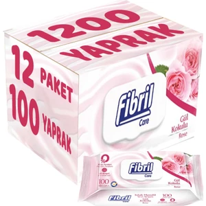 Islak Havlu Mendil 100 Yaprak Gül Plastik Kapaklı (12 Li Set) 1200 Yaprak