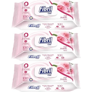 Islak Havlu Mendil 100 Yaprak Gül Plastik Kapaklı (3 Lü Set) 300 Yaprak
