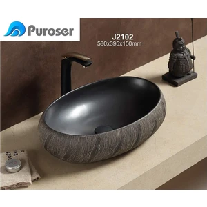 Stone Black Tezgah Üstü Çanak Lavabo