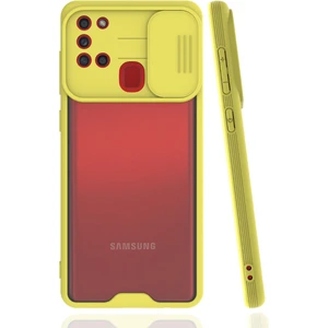 Samsung Galaxy A21S Kılıf Platin Kamera Koruma Silikon - Sarı
