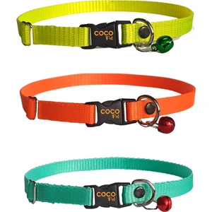 Coco Pet Kedi Boyun Tasması Zilli  3'lü Set  20-37  cm Sarı Turuncu ve Turkuaz