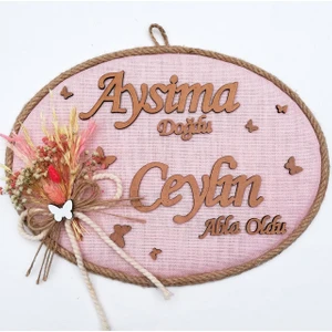 Lora Davet Bebek Kapı Süsü, Hastane Kapı Süsü, Duvar Süsü,  Bebek Çelengi (1 Adet) Pembe - 36225