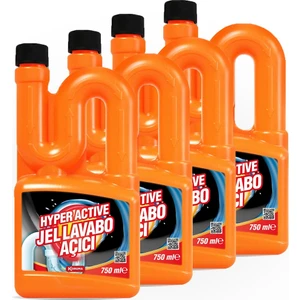 Hyper Active Jel Lavabo Açıcı 750 ml 4'lü