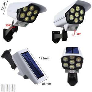 Sahte Güvenlik Kamerası Görünümlü Güneş Enerjili LED Lamba Hareket Sensörlü