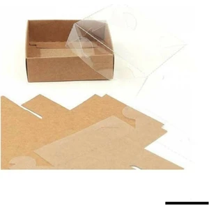 Kraft Asetat Kapaklı Kutu 9X9X3 cm (25 Adet)
