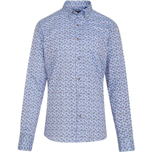 Erkek Mavi Desenli Modern Fit Pamuklu Gömlek