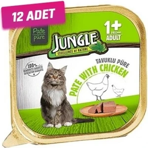 12 Adet - Jungle Tavuklu Pate Yetişkin Kedi Konservesi 100 gr