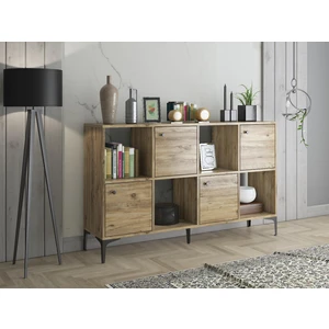 Wood'n Love Satürn 4 Kapaklı Metal Ayaklı Çok Amaçlı Dolap Konsol - Atlantik Çam / Siyah