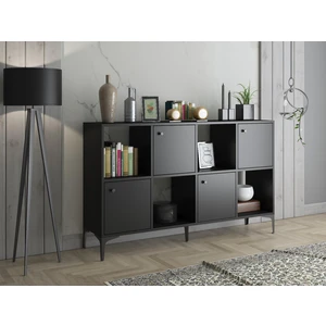 Wood'n Love Satürn Premium 4 Kapaklı Metal Ayaklı Çok Amaçlı Dolap Konsol - Siyah / Siyah