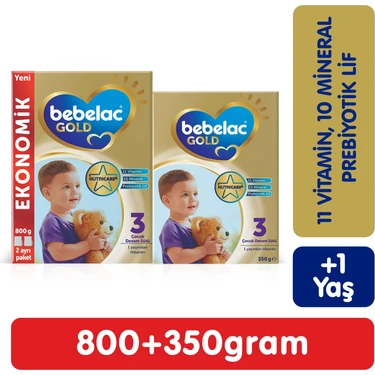 Bebelac Gold 3 Çocuk Devam Sütü 1150 Gr (800 Gr+350 Gr) 1 Yaşından