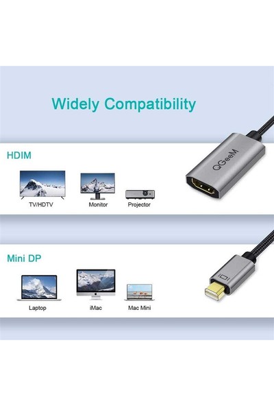 Qgeem QG-HD09 Mini Display Port To HDMI To Dönüştürücü