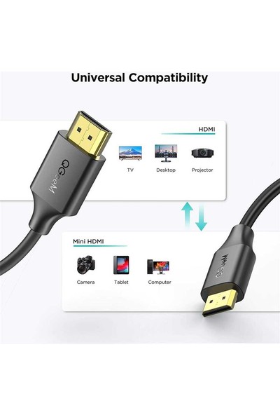 Qgeem QG-AV19 Micro HDMI To Micro USB Kablo 1.83M