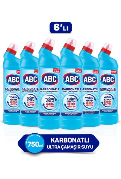 ABC Abc karbonatlı Ultra Çamaşır Suyu 750 ml 6'lı Paket