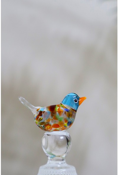 Adamodart Mavi Kuş Tasarım Dekoratif Cam Şekerlik