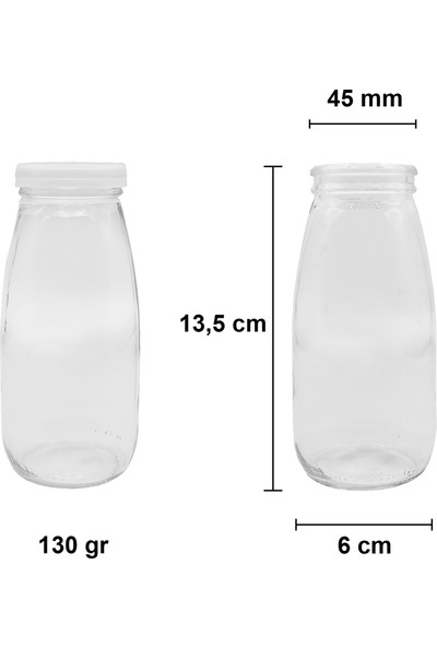 Afracam Süt Ayran Şişesi Şeffaf 250 ml Plastik Kapaklı Boş Cam Şişe 12 Adet