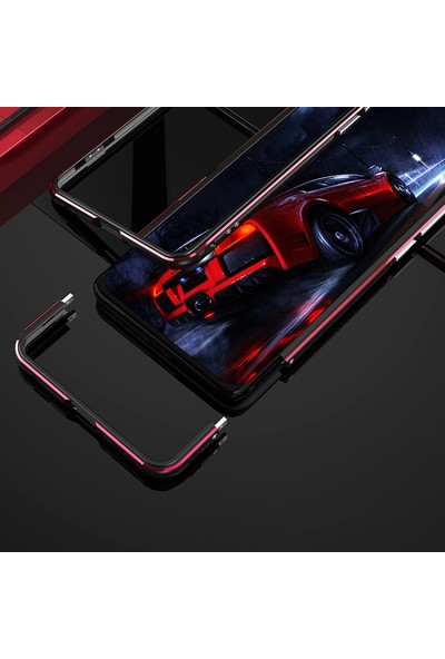 Dacare Xiaomi Mi 11 Ultra Için Metal Telefon Kılıfı ile Yüzük Tutucu - Siyah / Kırmızı (Yurt Dışından)