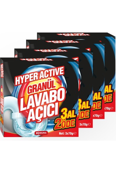 Hyper Active Lavabo Açıcı 70 ml 4'lü