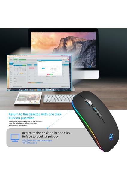 Hxsj M103FG 1600DPI Ayarlanabilir 2.4g + Bluetooth Rgb Işıklı Kablosuz Fare (Yurt Dışından)