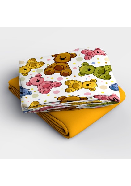 Colorful Teddy Bear 3D Pamuk Saten Bebek Nevresim Takımı fırsatları