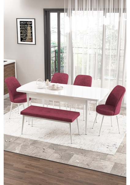 Concept Zen Serisi Bench'li 80 x 132 cm Açılabilir Mdf Mutfak Masası Takımı Beyaz Masa fiyatları