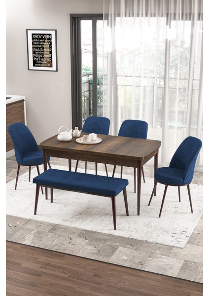 Concept Zen Serisi Bench'li Mdf Açılabilir 80 x 132 cm 1.sınıf Mutfak Masası Takımı - Barok Ahşap Desen