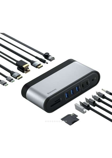 Working Station 16IN1 Çok Fonksiyonlu Type-C Hub Adaptör HDMI USB 3.0 RJ45 Cahub-Hgog fırsatları