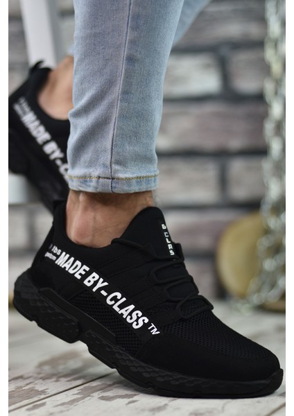 Siyah Beyaz Erkek Sneaker 0012SANTO